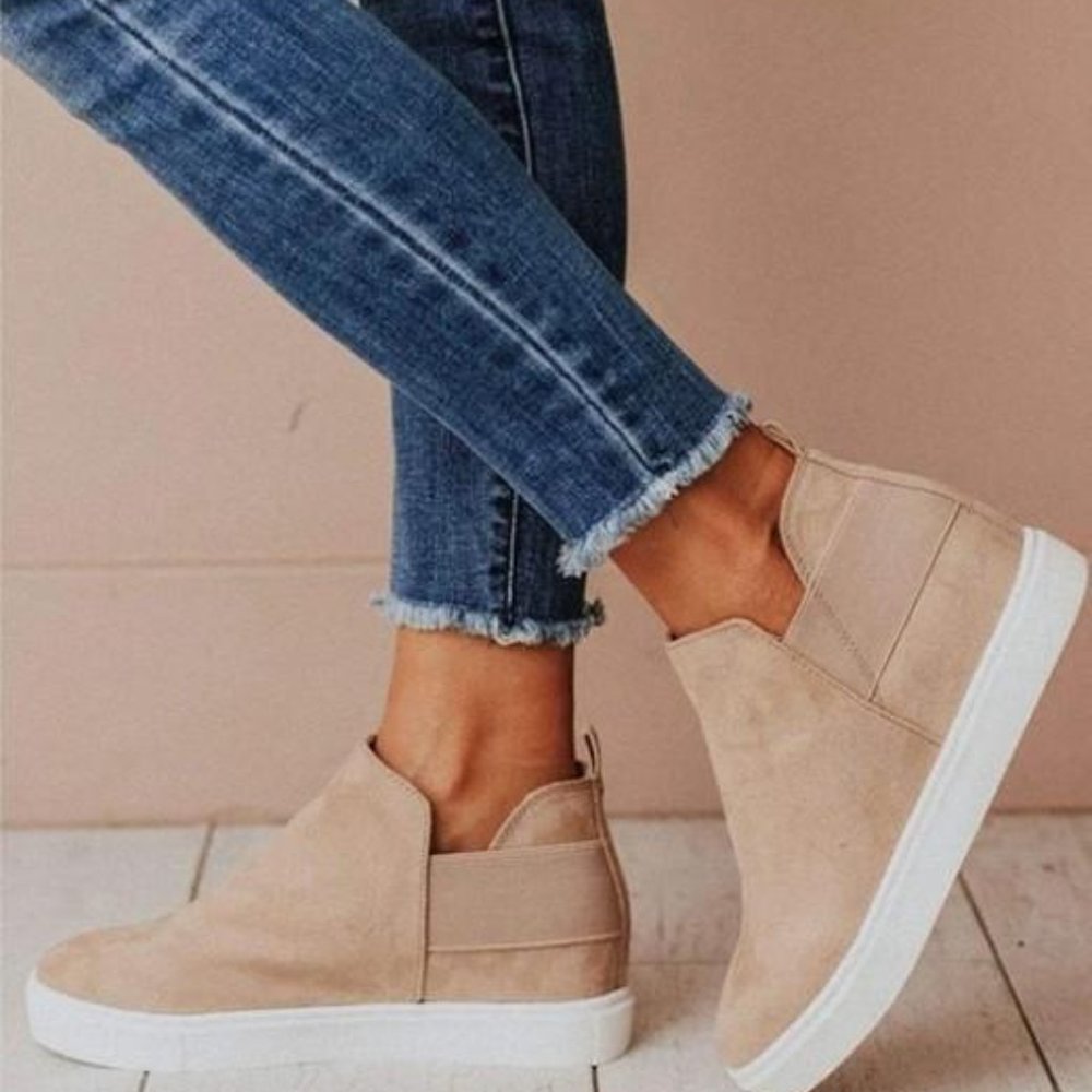 LAST PAIR Casual Nights Wedge Sneaker-Light Taupe